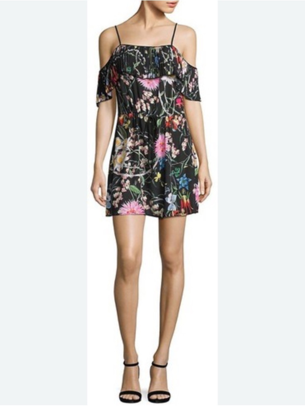 DELFI COLLECTIVE Women Green Dress M Accordion Neck Anthropologie Black